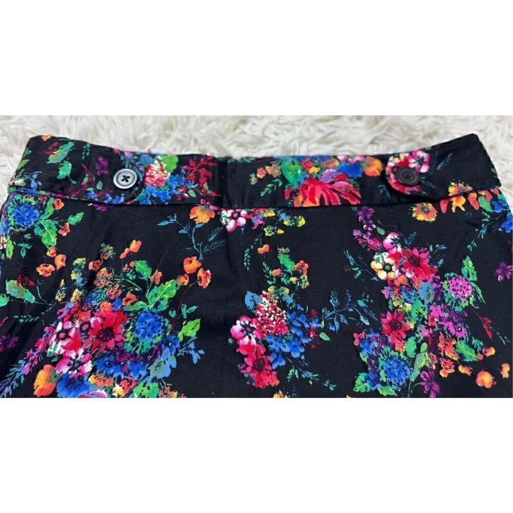 Black Colorful Floral Stretch pencil skirt by Laundry by Shelli Segal size 10